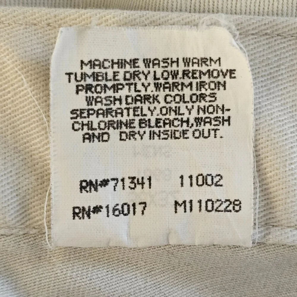 Vintage LL Bean Pleated Chino Pants Mens Tag 38x32 Act 36x31 Beige Cuffed Read - Picture 6 of 14